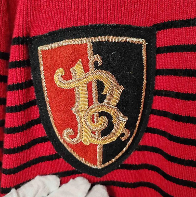 Balmain Balmain Red Striped Wool Pullover Sweater 0089 Size US L / EU 52-54 / 3 - 4 Thumbnail