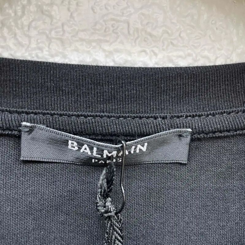 Balmain Balmain Summer Black Cotton Men's T-Shirt 0089 Size US XL / EU 56 / 4 - 4 Thumbnail