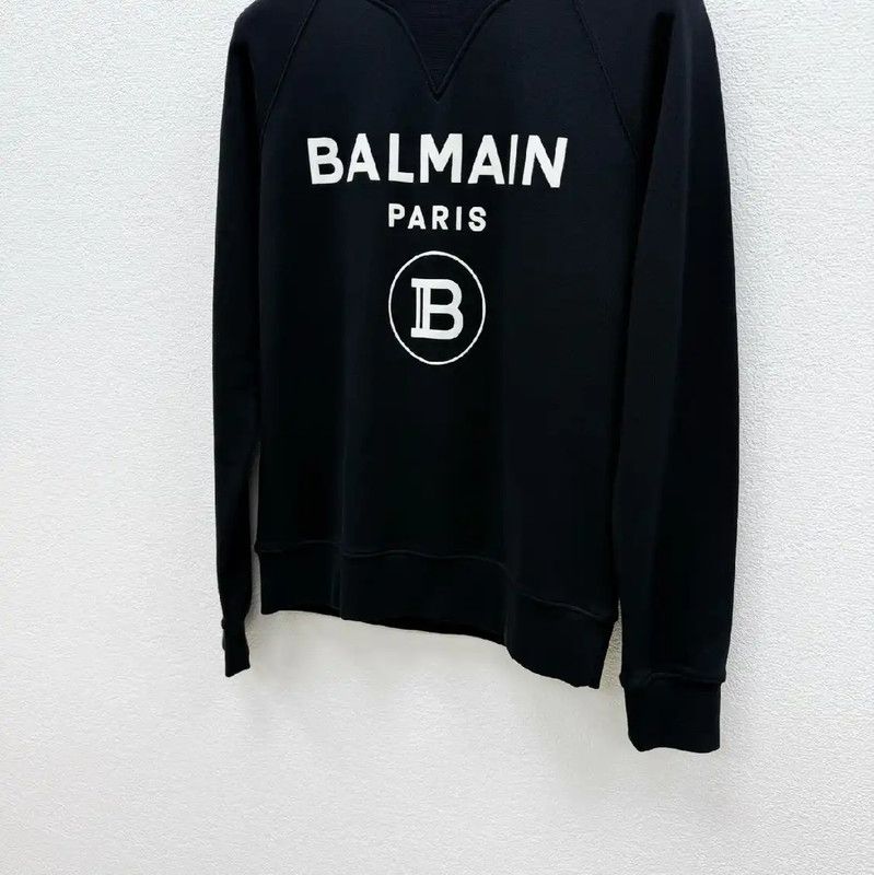 Balmain Balmain Black Cotton Long Sleeve Sweatshirt 0089 Size US S / EU 44-46 / 1 - 5 Thumbnail