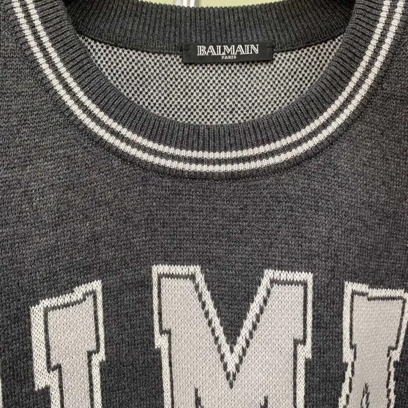 Balmain Balmain Gray Cotton Long Sleeve Sweater 0089 Size US XL / EU 56 / 4 - 3 Thumbnail