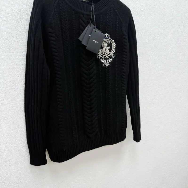 Balmain Balmain Black Wool Long Sleeve Sweater for Men 0089 Size US M / EU 48-50 / 2 - 2 Thumbnail