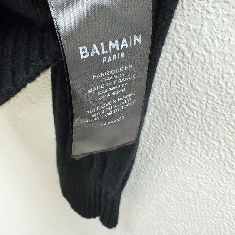 Balmain Balmain Black Wool Long Sleeve Sweater for Men 0089 Size US M / EU 48-50 / 2 - 6 Thumbnail