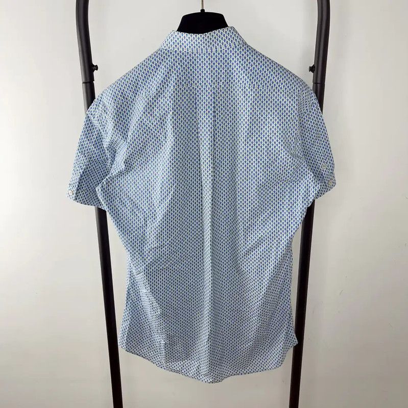 Alexander McQueen Alexander McQueen Blue Cotton Short Sleeve Shirt 0089 Size US XL / EU 56 / 4 - 2 Thumbnail