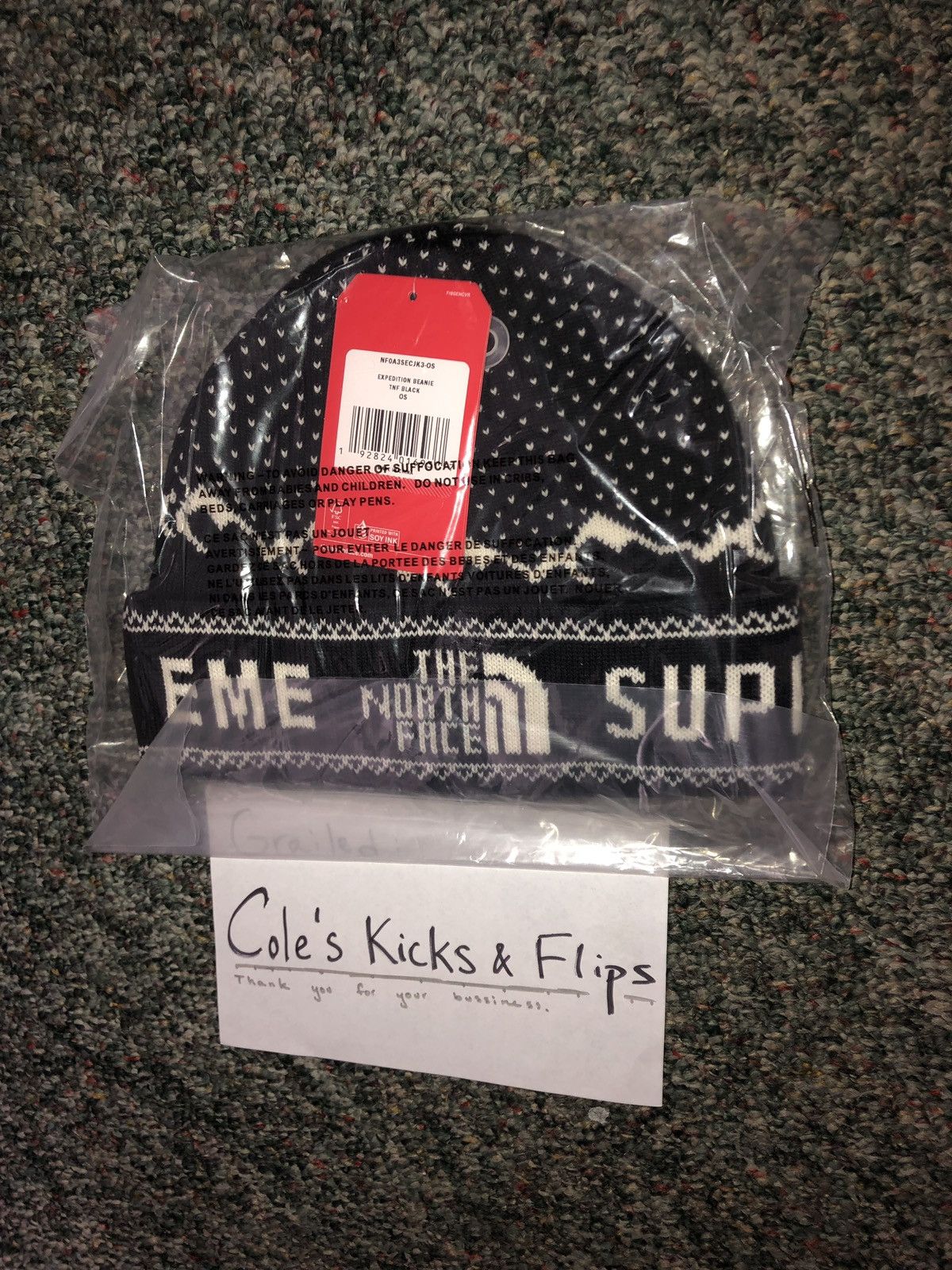 Supreme x The shops North Face FW18 Expedition Fold Beanie Black Rare