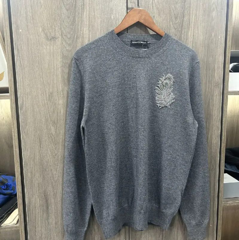 Alexander McQueen Alexander McQueen Gray Cotton Pullover Sweater 0089 Size US L / EU 52-54 / 3 - 5 Thumbnail