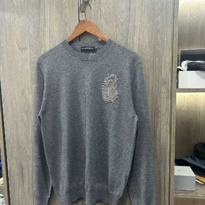 Alexander McQueen Alexander McQueen Gray Cotton Pullover Sweater 0089 Size US L / EU 52-54 / 3 - 6 Thumbnail