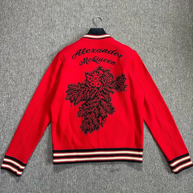 Alexander McQueen Alexander McQueen Red Embroidered Long Sleeve Jacket 0089 Size US XL / EU 56 / 4 - 4 Thumbnail
