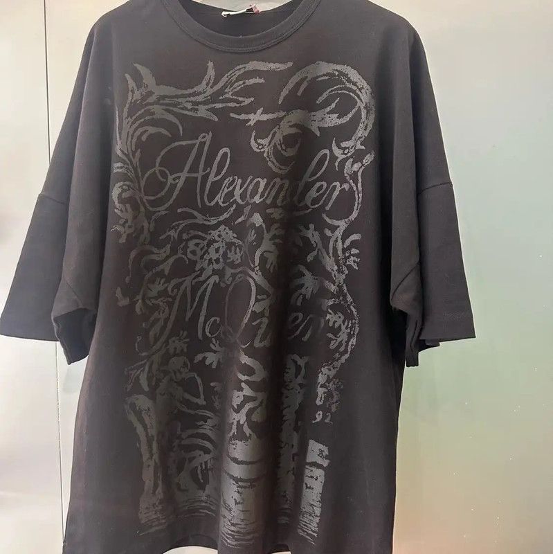 Alexander McQueen Alexander McQueen Black Cotton Printed Short Sleeve T-Shirt 0089 Size US M / EU 48-50 / 2 - 2 Thumbnail