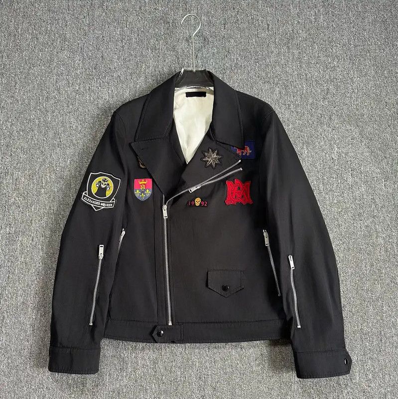 Alexander McQueen Alexander McQueen Black Cotton Embroidered Long Jacket 0089 Size US XL / EU 56 / 4 - 2 Thumbnail