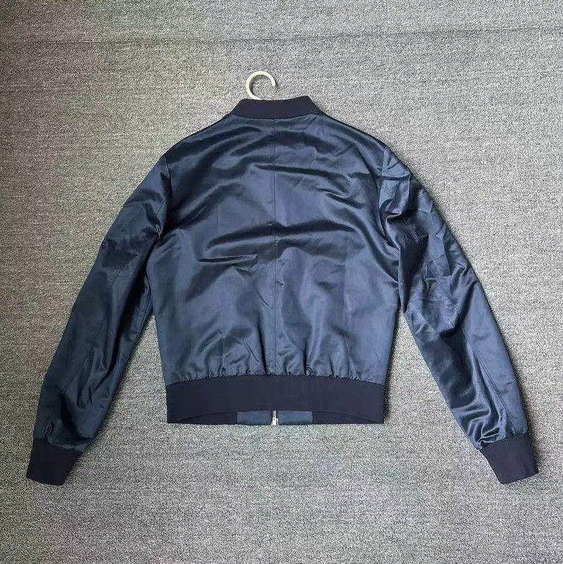 Alexander McQueen Alexander McQueen Navy Silk Bomber Jacket for Men 0089 Size US M / EU 48-50 / 2 - 2 Thumbnail