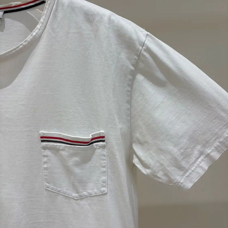Thom Browne Thom Browne White Striped Short Sleeve T-Shirt 0089 Size US L / EU 52-54 / 3 - 4 Thumbnail