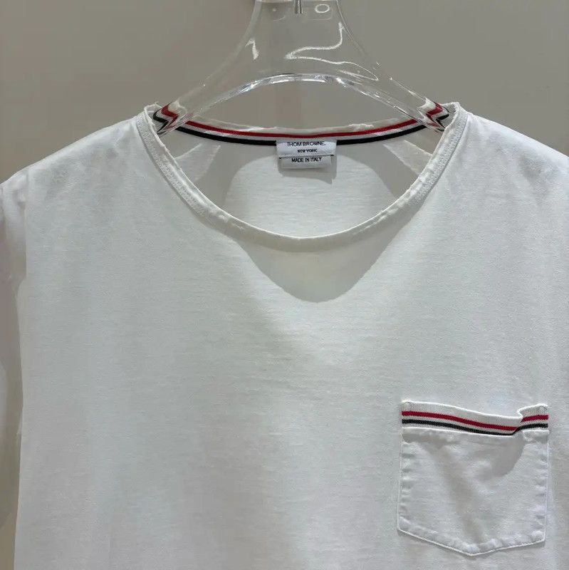 Thom Browne Thom Browne White Striped Short Sleeve T-Shirt 0089 Size US L / EU 52-54 / 3 - 3 Thumbnail