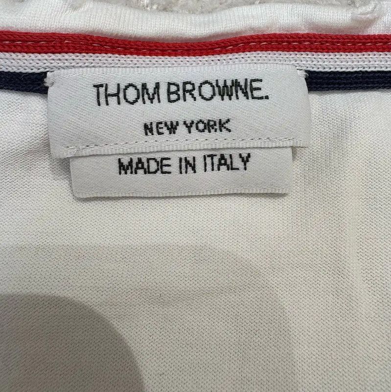 Thom Browne Thom Browne White Striped Short Sleeve T-Shirt 0089 Size US L / EU 52-54 / 3 - 6 Thumbnail