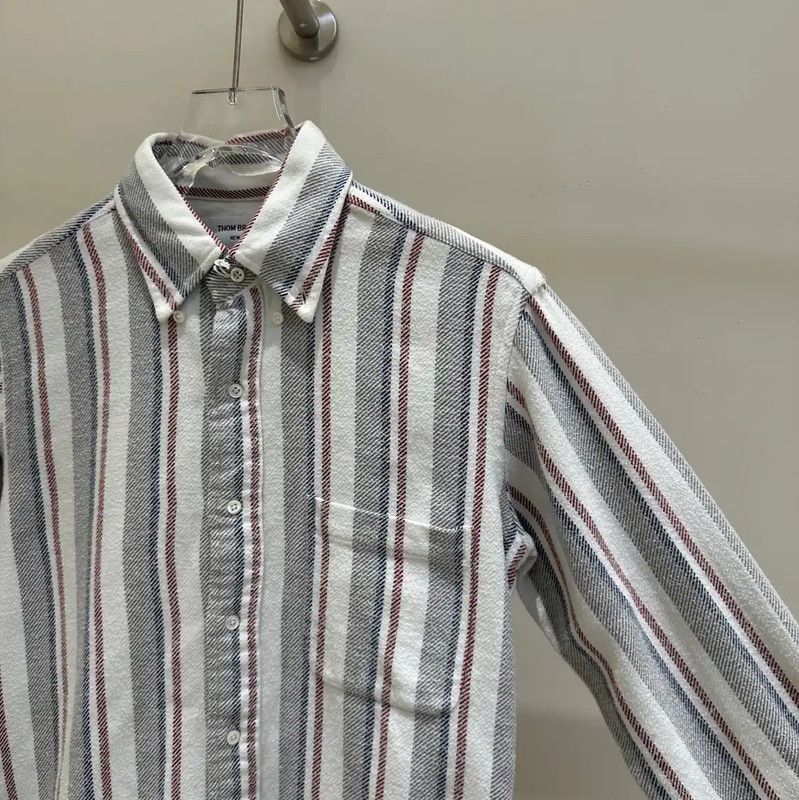 Thom Browne Thom Browne Men's Colorblock Striped Long Sleeve Shirt 0089 Size US M / EU 48-50 / 2 - 3 Thumbnail