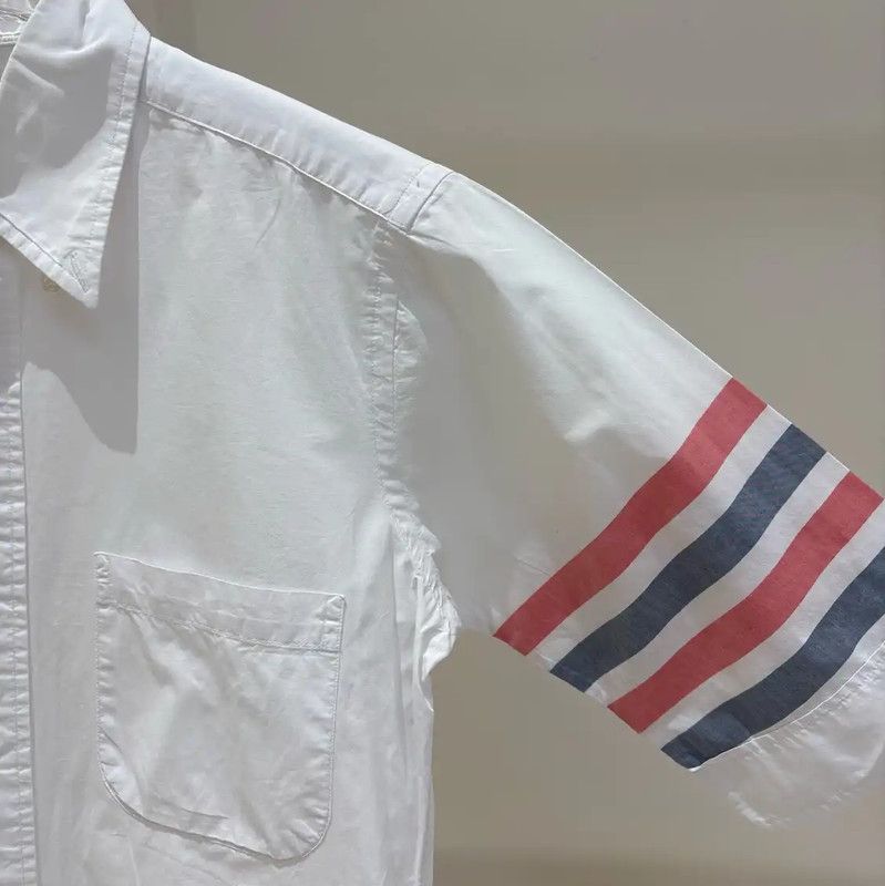 Thom Browne Thom Browne Men's Short Sleeve Striped Shirt 0089 Size US S / EU 44-46 / 1 - 4 Thumbnail