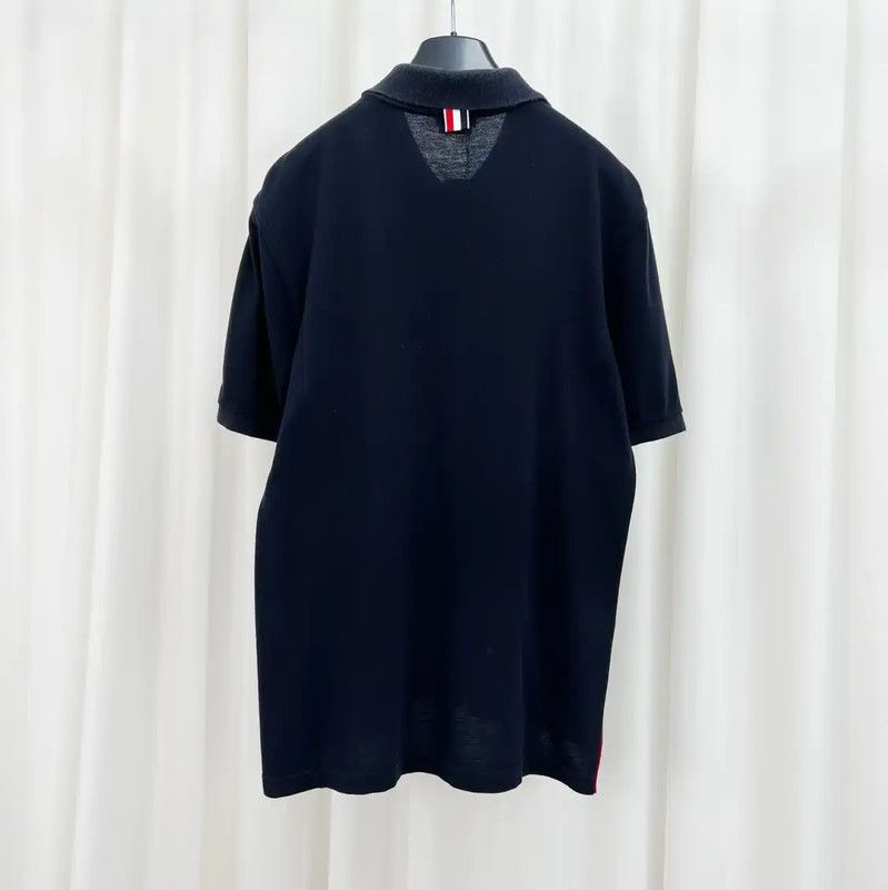 Thom Browne Thom Browne Summer Navy Cotton Striped Polo 0089 Size US M / EU 48-50 / 2 - 2 Thumbnail