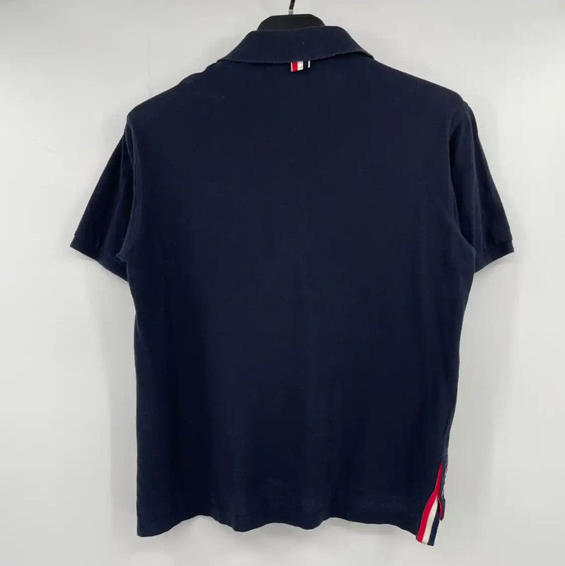 Thom Browne Thom Browne Men's Navy Blue Cotton Polo 0089 Size US M / EU 48-50 / 2 - 2 Thumbnail