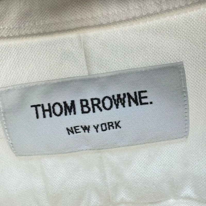 Thom Browne Thom Browne White Striped Long Sleeve Shirt 0089 Size US M / EU 48-50 / 2 - 6 Thumbnail