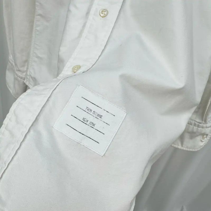 Thom Browne Thom Browne White Striped Long Sleeve Shirt 0089 Size US M / EU 48-50 / 2 - 5 Thumbnail