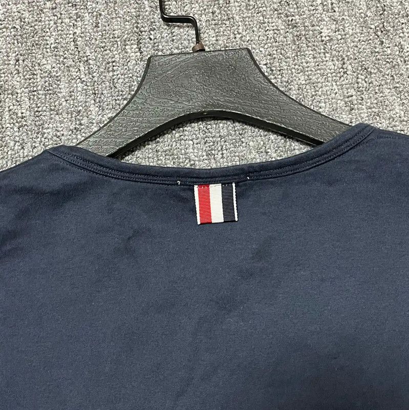 Thom Browne Thom Browne Navy Cotton Short Sleeve T-Shirt 0089 Size US L / EU 52-54 / 3 - 3 Thumbnail