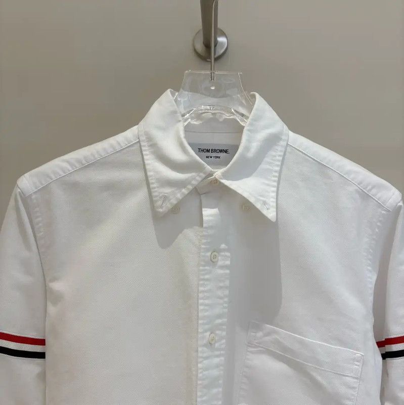 Thom Browne Thom Browne White Cotton Striped Long Sleeve Shirt 0089 Size US M / EU 48-50 / 2 - 3 Thumbnail