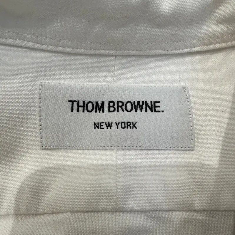 Thom Browne Thom Browne White Cotton Striped Long Sleeve Shirt 0089 Size US M / EU 48-50 / 2 - 6 Thumbnail