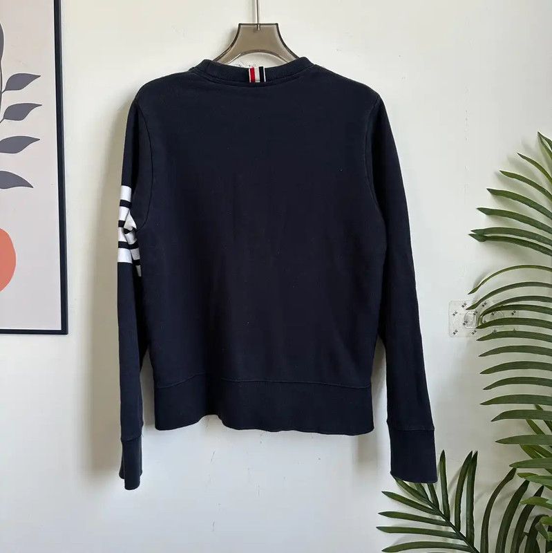 Thom Browne Thom Browne Navy Cotton Men's Long Sleeve Sweatshirt 0089 Size US XXS / EU 40 - 2 Thumbnail