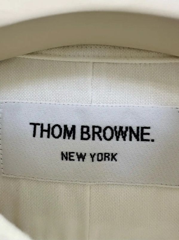 Thom Browne Thom Browne White Striped Long Sleeve Shirt 0089 Size US M / EU 48-50 / 2 - 4 Thumbnail