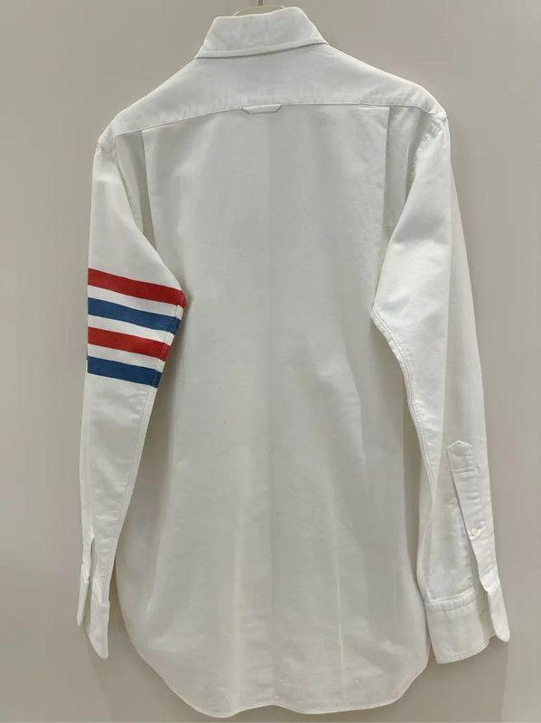 Thom Browne Thom Browne White Striped Long Sleeve Shirt 0089 Size US M / EU 48-50 / 2 - 2 Thumbnail