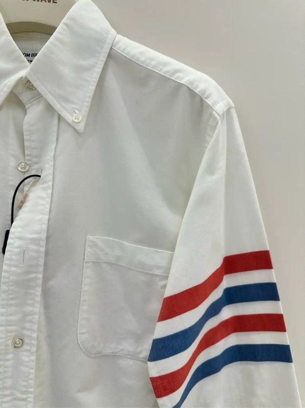 Thom Browne Thom Browne White Striped Long Sleeve Shirt 0089 Size US M / EU 48-50 / 2 - 3 Thumbnail