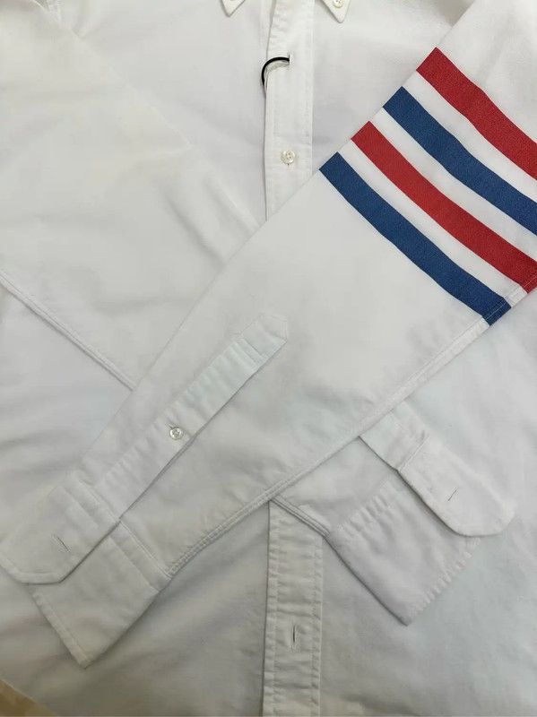 Thom Browne Thom Browne White Striped Long Sleeve Shirt 0089 Size US M / EU 48-50 / 2 - 7 Thumbnail