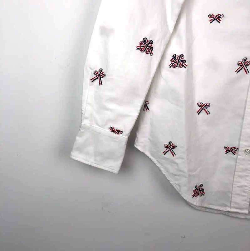 Thom Browne Thom Browne White Embroidered Long Sleeve Shirt 0089 Size US S / EU 44-46 / 1 - 4 Thumbnail