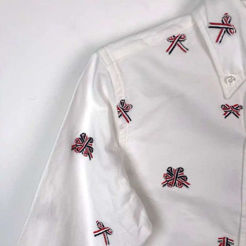 Thom Browne Thom Browne White Embroidered Long Sleeve Shirt 0089 Size US S / EU 44-46 / 1 - 3 Thumbnail
