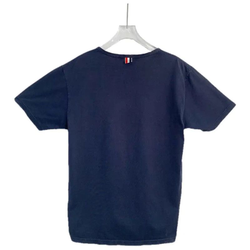 Thom Browne Thom Browne Men's Navy Cotton T-Shirt 0089 Size US L / EU 52-54 / 3 - 2 Thumbnail