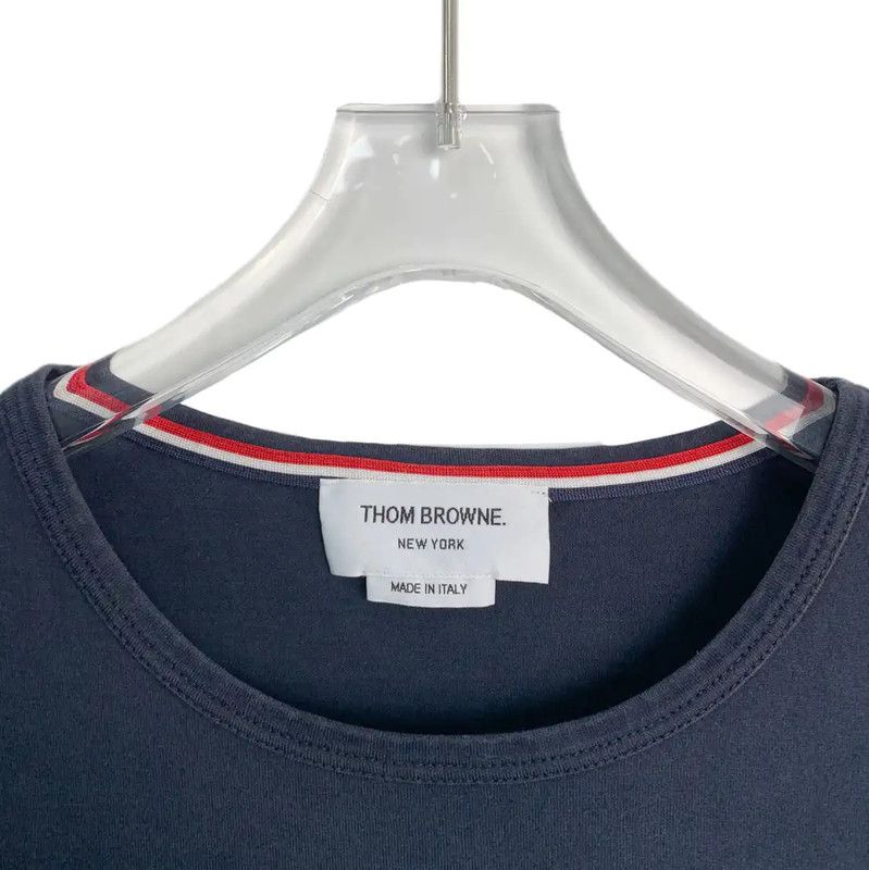 Thom Browne Thom Browne Men's Navy Cotton T-Shirt 0089 Size US L / EU 52-54 / 3 - 3 Thumbnail