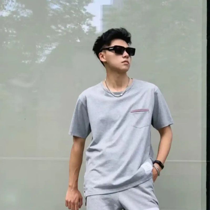 Thom Browne Gray Cotton T-Shirt for Men 0089