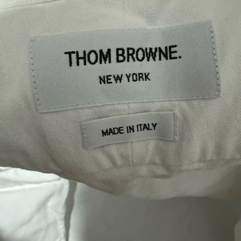 Thom Browne Thom Browne White Cotton Embroidered Logo Shirt 0089 Size US M / EU 48-50 / 2 - 4 Thumbnail