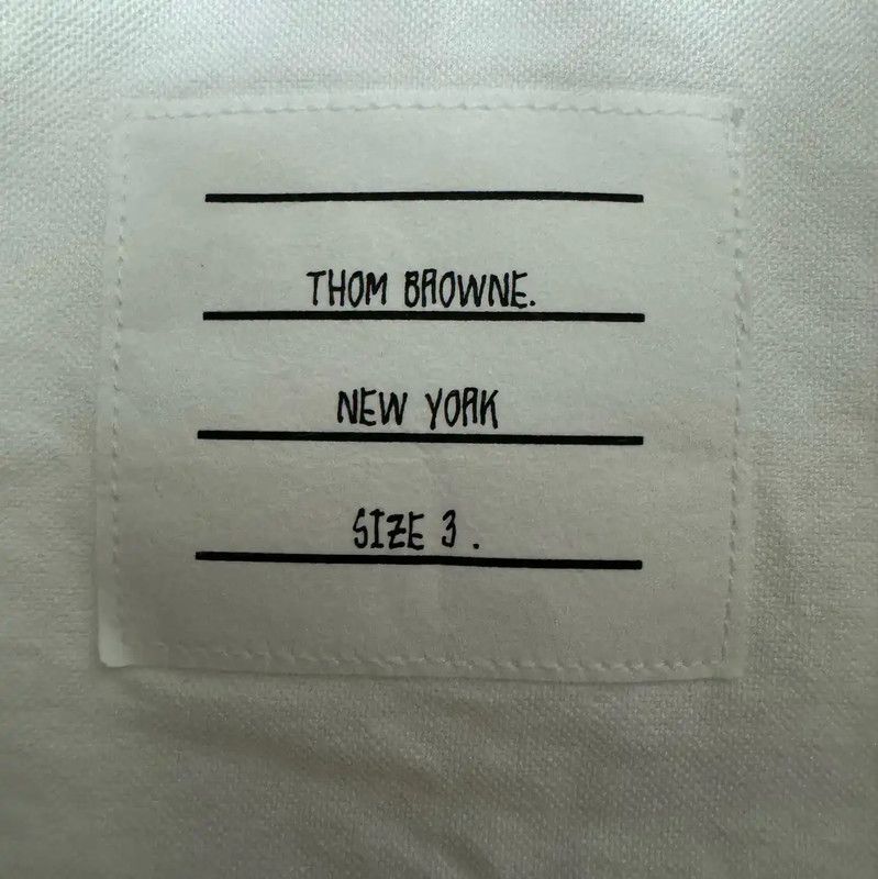 Thom Browne Thom Browne White Cotton Embroidered Logo Shirt 0089 Size US M / EU 48-50 / 2 - 3 Thumbnail