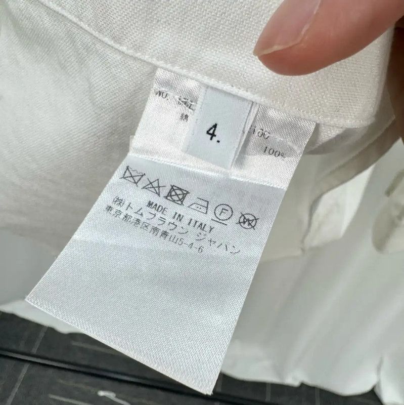 Thom Browne Thom Browne White Striped Embroidered Long Sleeve Shirt 0089 Size US L / EU 52-54 / 3 - 7 Thumbnail