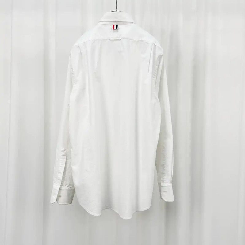 Thom Browne Thom Browne White Striped Embroidered Long Sleeve Shirt 0089 Size US L / EU 52-54 / 3 - 2 Thumbnail