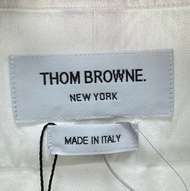 Thom Browne Thom Browne White Striped Embroidered Long Sleeve Shirt 0089 Size US L / EU 52-54 / 3 - 6 Thumbnail