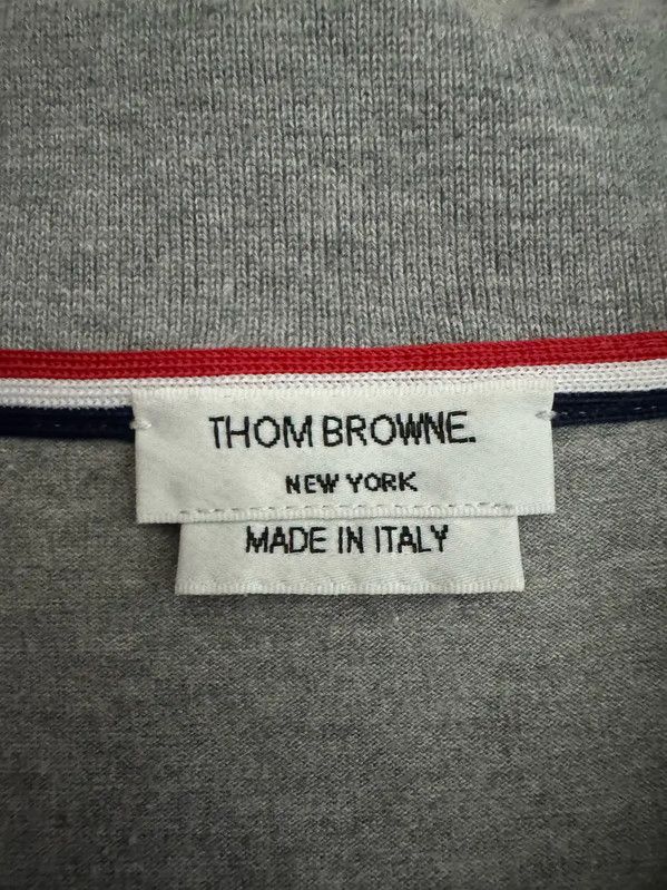 Thom Browne Thom Browne Gray Striped Embroidered Polo Shirt 0089 Size US S / EU 44-46 / 1 - 3 Thumbnail