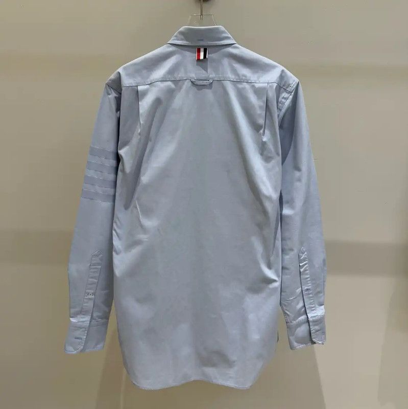 Thom Browne Thom Browne Long Sleeve Striped Shirt in Light Blue 0089 Size US M / EU 48-50 / 2 - 4 Thumbnail
