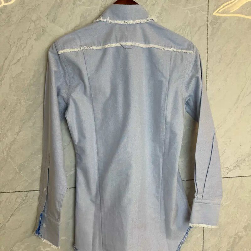 Thom Browne Thom Browne Light Blue Striped Long Sleeve Shirt 0089 Size US S / EU 44-46 / 1 - 2 Thumbnail