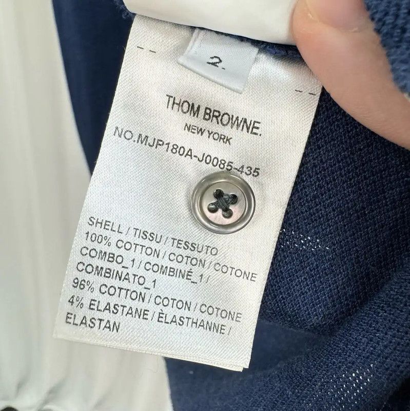 Thom Browne Thom Browne Summer Blue Striped Logo Polo 0089 Size US M / EU 48-50 / 2 - 7 Thumbnail