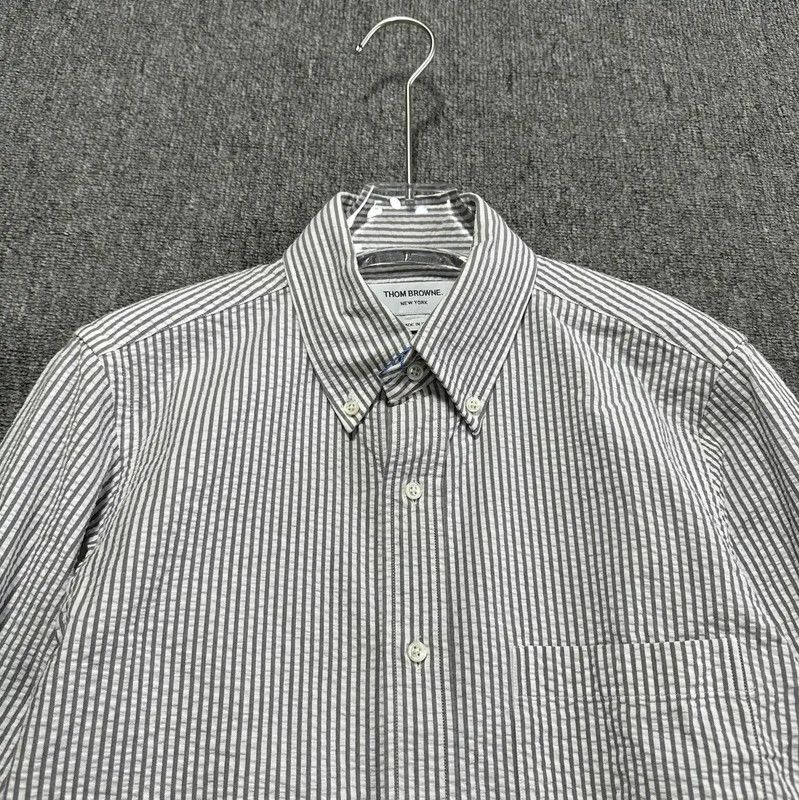 Thom Browne Thom Browne Gray-White Check Long Sleeve Shirt 0089 Size US S / EU 44-46 / 1 - 3 Thumbnail