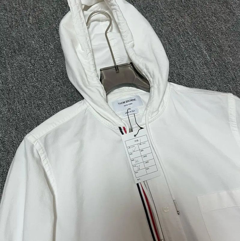Thom Browne Thom Browne Men's White Hoodie Button-Up Shirt 0089 Size US M / EU 48-50 / 2 - 3 Thumbnail