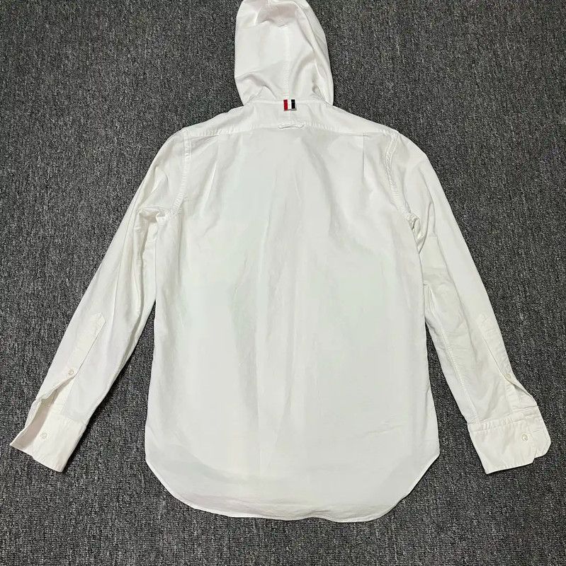 Thom Browne Thom Browne Men's White Hoodie Button-Up Shirt 0089 Size US M / EU 48-50 / 2 - 2 Thumbnail