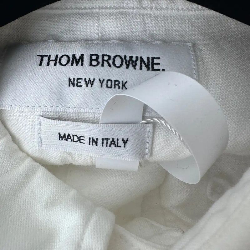 Thom Browne Thom Browne Cotton White Shirt with Gray Patches 0089 Size US M / EU 48-50 / 2 - 4 Thumbnail