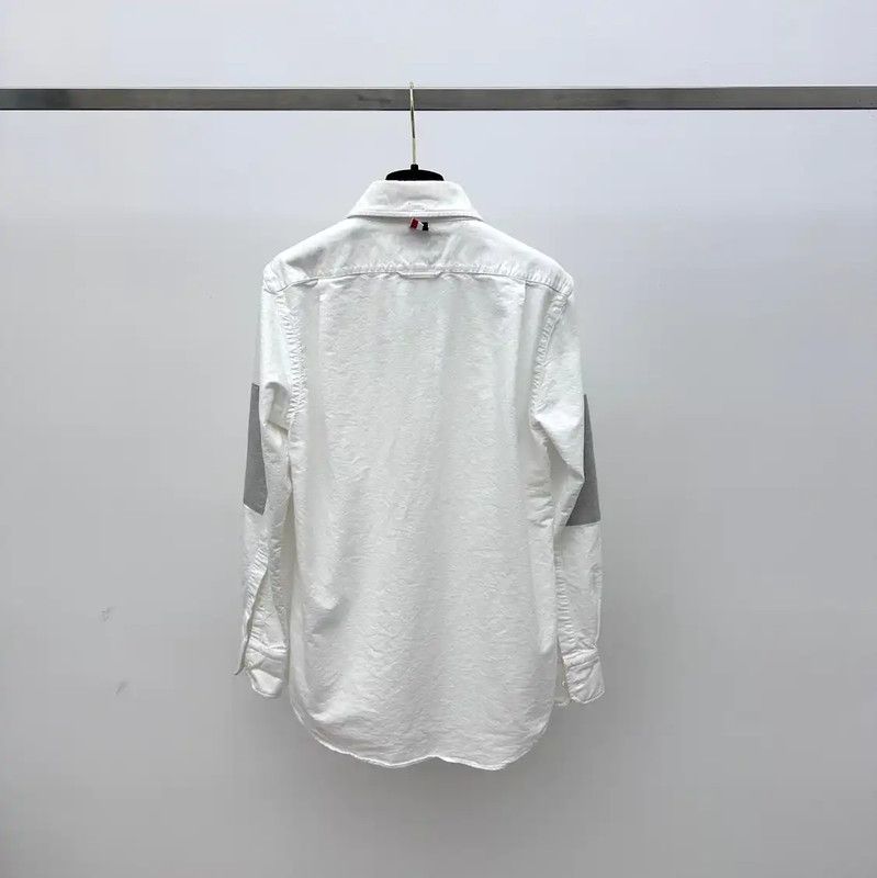 Thom Browne Thom Browne Cotton White Shirt with Gray Patches 0089 Size US M / EU 48-50 / 2 - 2 Thumbnail